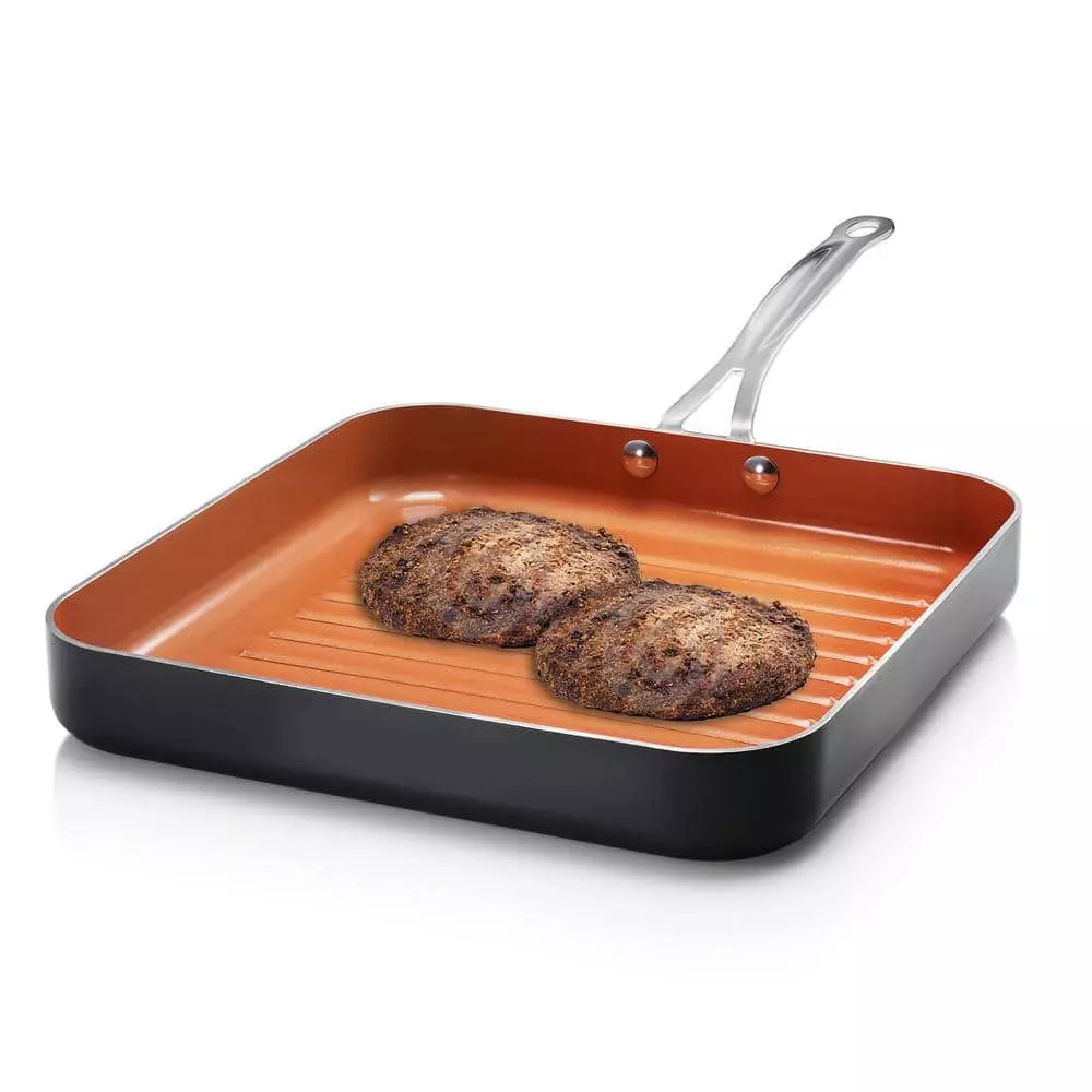10.5 in. Aluminum Ti-Ceramic Non-Stick Square Grill Pan by Gotham Steel 3 10.5 in. Aluminum Ti-Ceramic Non-Stick Square Grill Pan by Gotham Steel