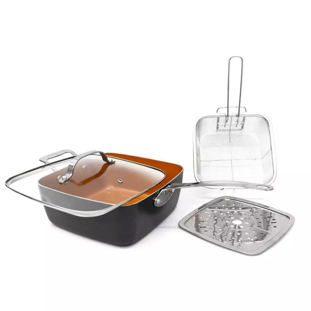 15-Piece Aluminum Ti-Ceramic Nonstick Cookware Set with Square Pans and Lids by Gotham Steel 6 15-Piece Aluminum Ti-Ceramic Nonstick Cookware Set with Square Pans and Lids by Gotham Steel - Image 4