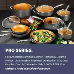 Professional 13-Piece Hard Anodized Aluminum Ti-Ceramic Nonstick Cookware Set by Gotham Steel -Cookware Sales Shop graphite gotham steel pot pan sets 1838 44 1000
