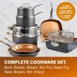 20-Piece Aluminum Ti-Ceramic Nonstick Cookware and Bakeware Set in Graphite by Gotham Steel -Cookware Sales Shop graphite gotham steel pot pan sets 1922 1f 1000