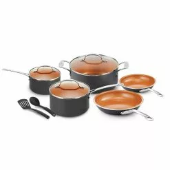 10- Piece Aluminum Ti-Ceramic Nonstick Coating Cookware Set with Utensils by Gotham Steel