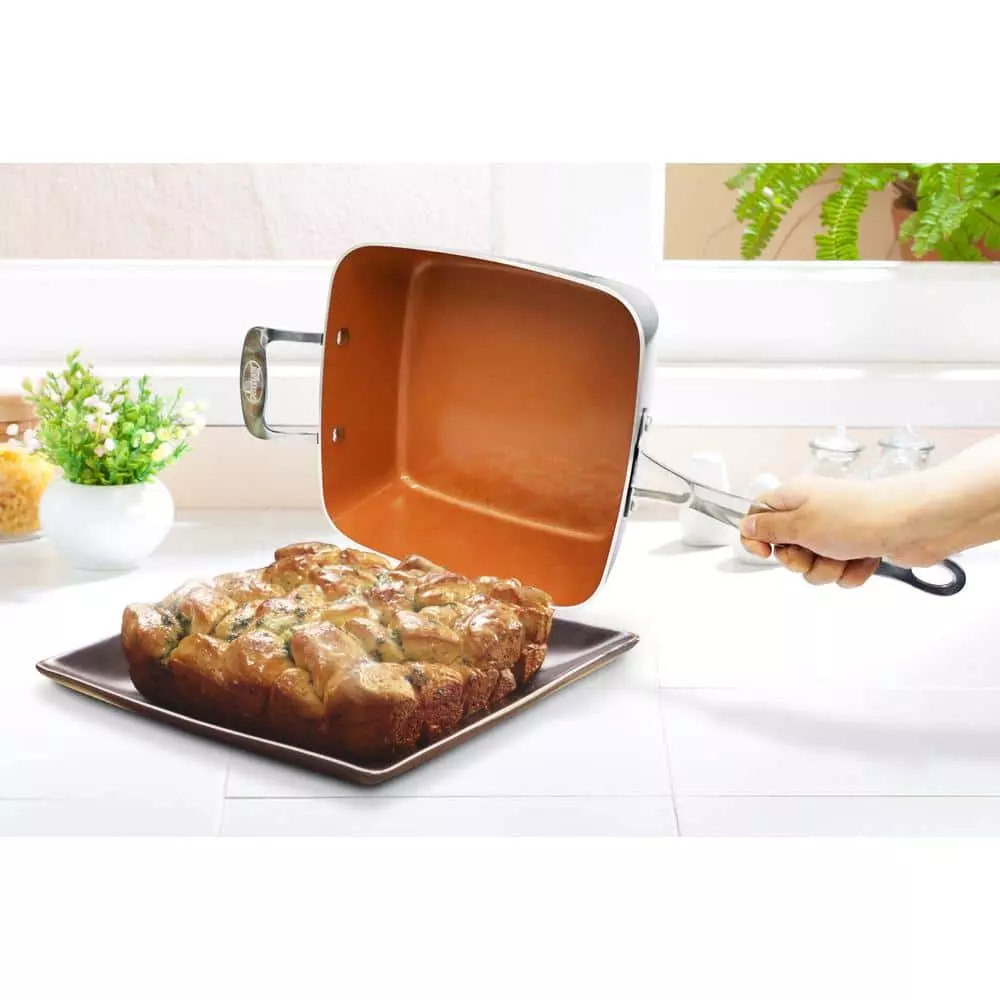 9.5 in. Aluminum Ti-Ceramic Non-Stick Deep Square Fry Pan Set (4-Piece ) by Gotham Steel 6 9.5 in. Aluminum Ti-Ceramic Non-Stick Deep Square Fry Pan Set (4-Piece ) by Gotham Steel - Image 4