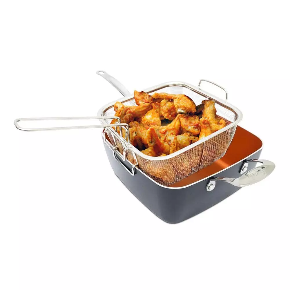 9.5 in. Aluminum Ti-Ceramic Non-Stick Deep Square Fry Pan Set (4-Piece ) by Gotham Steel 4 9.5 in. Aluminum Ti-Ceramic Non-Stick Deep Square Fry Pan Set (4-Piece ) by Gotham Steel - Image 2