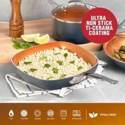 2-Piece Aluminum Ti-Ceramic Nonstick Square Fry Pan Set (8.5 in. and 9.5 in.) by Gotham Steel -Cookware Sales Shop graphite gotham steel skillets 1737 4f 1000