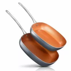 2-Piece Aluminum Ti-Ceramic Nonstick Square Fry Pan Set (8.5 in. and 9.5 in.) by Gotham Steel