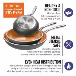 Professional 3-Piece Aluminum Ti-Ceramic Nonstick Coating Frying Pan Set in Charcoal (8 in., 10 in., and 12 in.) by Gotham Steel -Cookware Sales Shop graphite gotham steel skillets 7770 fa 1000