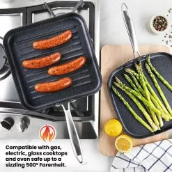 Professional 2-Piece 10.5 in. Hard-Anodized Aluminum Ultimate Nonstick Diamond Infused Grill and Griddle Pans Set by Granite Stone Diamond 12 Professional 2-Piece 10.5 in. Hard-Anodized Aluminum Ultimate Nonstick Diamond Infused Grill and Griddle Pans Set by Granite Stone Diamond -Cookware Sales Shop graphite granite stone diamond grill pans 7925 1f 1000