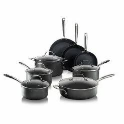Professional 13-Piece Aluminum Hard Anodized Diamond and Mineral Coating Nonstick Premium Cookware Set by GRANITESTONE