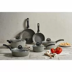 Parma 10-Piece Aluminum Ceramic Nonstick Cookware Set in Gray by Ballarini -Cookware Sales Shop gray ballarini pot pan sets 75001 652 31 1000