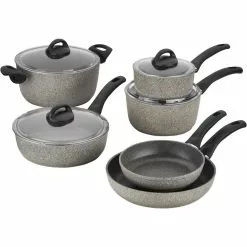 Parma 10-Piece Aluminum Ceramic Nonstick Cookware Set in Gray by Ballarini