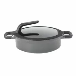 GEM Stay Cool 4.1 qt. Cast Aluminum Nonstick Saute Pan in Gray with Glass Lid by BergHOFF