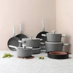 Leo 3.1 qt. Aluminum Nonstick Saute Pan in Grey with Glass Lid by BergHOFF 7 Leo 3.1 qt. Aluminum Nonstick Saute Pan in Grey with Glass Lid by BergHOFF -Cookware Sales Shop gray berghoff saute pans 3950165 31 1000