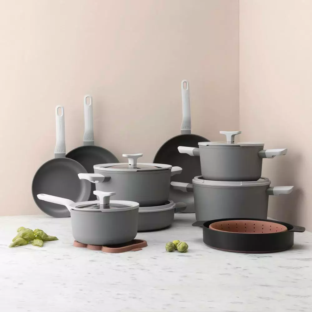 Leo 3.1 qt. Aluminum Nonstick Saute Pan in Grey with Glass Lid by BergHOFF 5 Leo 3.1 qt. Aluminum Nonstick Saute Pan in Grey with Glass Lid by BergHOFF - Image 3