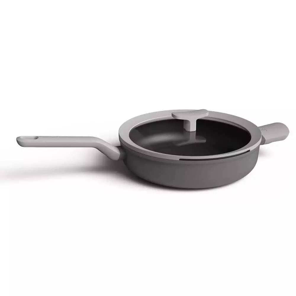 Leo 3.1 qt. Aluminum Nonstick Saute Pan in Grey with Glass Lid by BergHOFF 3 Leo 3.1 qt. Aluminum Nonstick Saute Pan in Grey with Glass Lid by BergHOFF