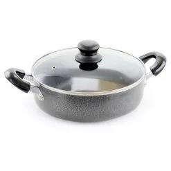 12 in. Aluminum Nonstick Frying Pan in Gray with Glass Lid by Better Chef