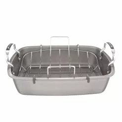 17 in. x 13 in. Nonstick Bakeware Roaster with U-Rack by Circulon -Cookware Sales Shop gray circulon roasting pans 56539 40 1000