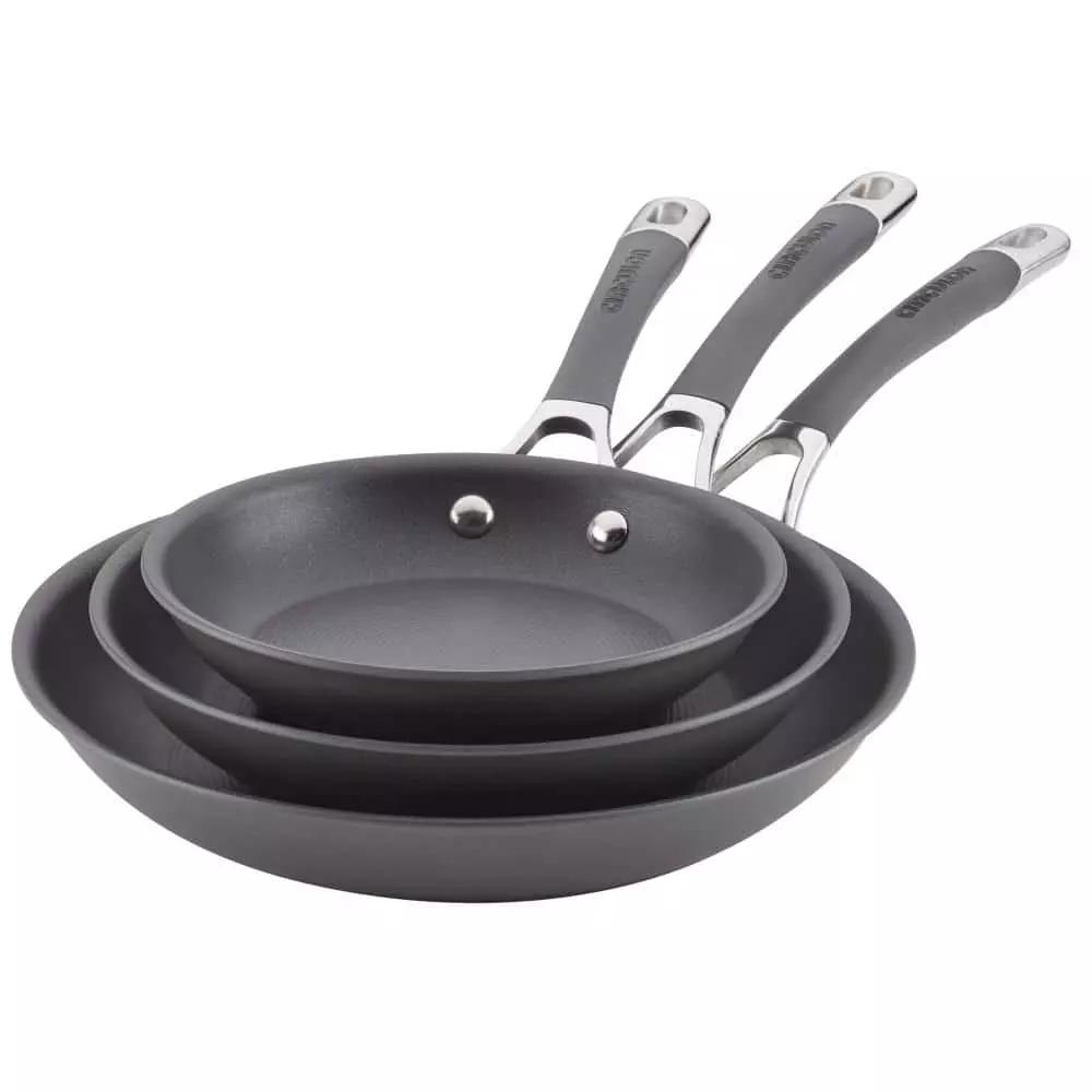 Radiance 3-Piece Hard-Anodized Aluminum Nonstick Skillet Set in Gray by Circulon 3 Radiance 3-Piece Hard-Anodized Aluminum Nonstick Skillet Set in Gray by Circulon