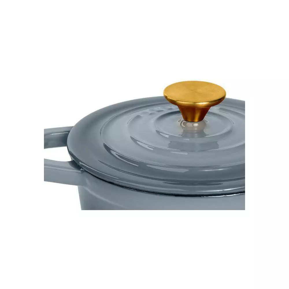 0.25 qt. Round Cast Iron Enameled Gray Mini Cocotte with Lid (Set of 4) by LEXI HOME 4 0.25 qt. Round Cast Iron Enameled Gray Mini Cocotte with Lid (Set of 4) by LEXI HOME - Image 2