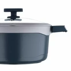 Gastro Ceramic Cast Aluminum 4.8 qt. Dutch Oven with Tempered Glass Lid by MasterPRO 12 Gastro Ceramic Cast Aluminum 4.8 qt. Dutch Oven with Tempered Glass Lid by MasterPRO -Cookware Sales Shop gray dutch ovens mpus14026gry 4f 1000