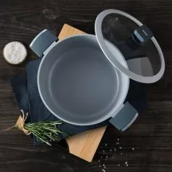 Gastro Ceramic Cast Aluminum 4.8 qt. Dutch Oven with Tempered Glass Lid by MasterPRO 16 Gastro Ceramic Cast Aluminum 4.8 qt. Dutch Oven with Tempered Glass Lid by MasterPRO -Cookware Sales Shop gray dutch ovens mpus14026gry 76 1000