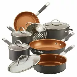 11-Piece Gray Glide Pro Hard-Anodized Nonstick Cookware Set by Farberware