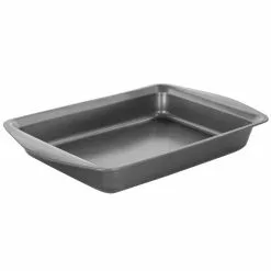 Baker's Friend 16.75 in. 2.6 qt. Gray Nonstick Steel Roasting Pans by Gibson