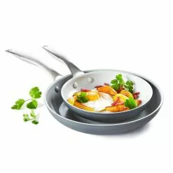 Classic Pro 2-Piece Hard-Anodized Aluminum Ceramic Nonstick Frying Pan Set in Gray by GreenLife 10 Classic Pro 2-Piece Hard-Anodized Aluminum Ceramic Nonstick Frying Pan Set in Gray by GreenLife -Cookware Sales Shop gray greenlife skillets cc000800 001 4f 1000