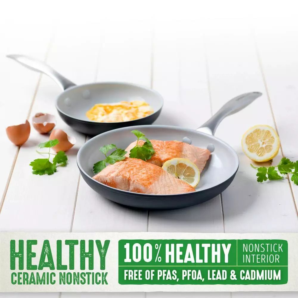 Classic Pro 2-Piece Hard-Anodized Aluminum Ceramic Nonstick Frying Pan Set in Gray by GreenLife 5 Classic Pro 2-Piece Hard-Anodized Aluminum Ceramic Nonstick Frying Pan Set in Gray by GreenLife - Image 3