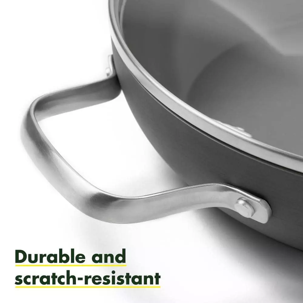 Chatham 11 in. Hard-Anodized Aluminum Ceramic Nonstick Frying Pan in Gray with Glass Lid by GreenPan 6 Chatham 11 in. Hard-Anodized Aluminum Ceramic Nonstick Frying Pan in Gray with Glass Lid by GreenPan - Image 4