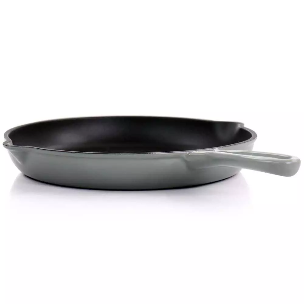 2 Piece 7 qt. Enameled Cast Iron Casserole and 10.25 in. Skillet in Gray by MegaChef 5 2 Piece 7 qt. Enameled Cast Iron Casserole and 10.25 in. Skillet in Gray by MegaChef - Image 3