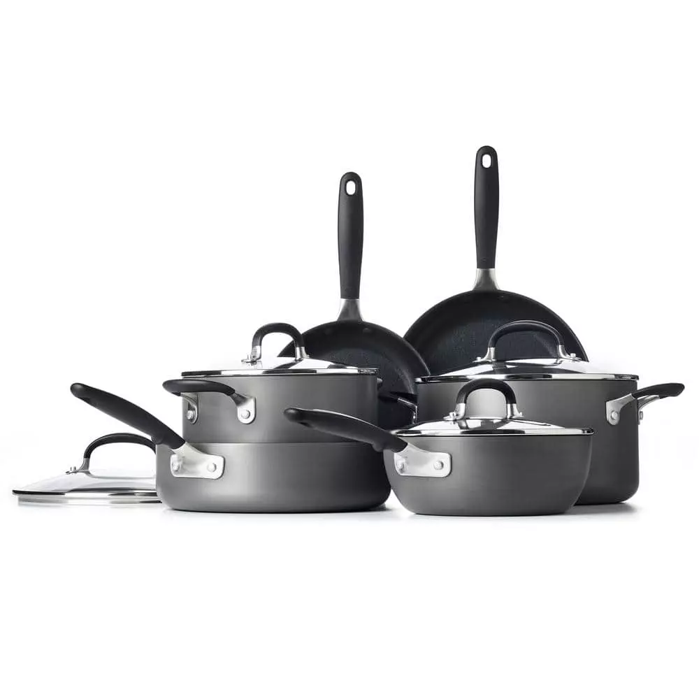 Good Grips 10-Piece Hard-Anodized Aluminum Nonstick Cookware Set in Gray by OXO 3 Good Grips 10-Piece Hard-Anodized Aluminum Nonstick Cookware Set in Gray by OXO