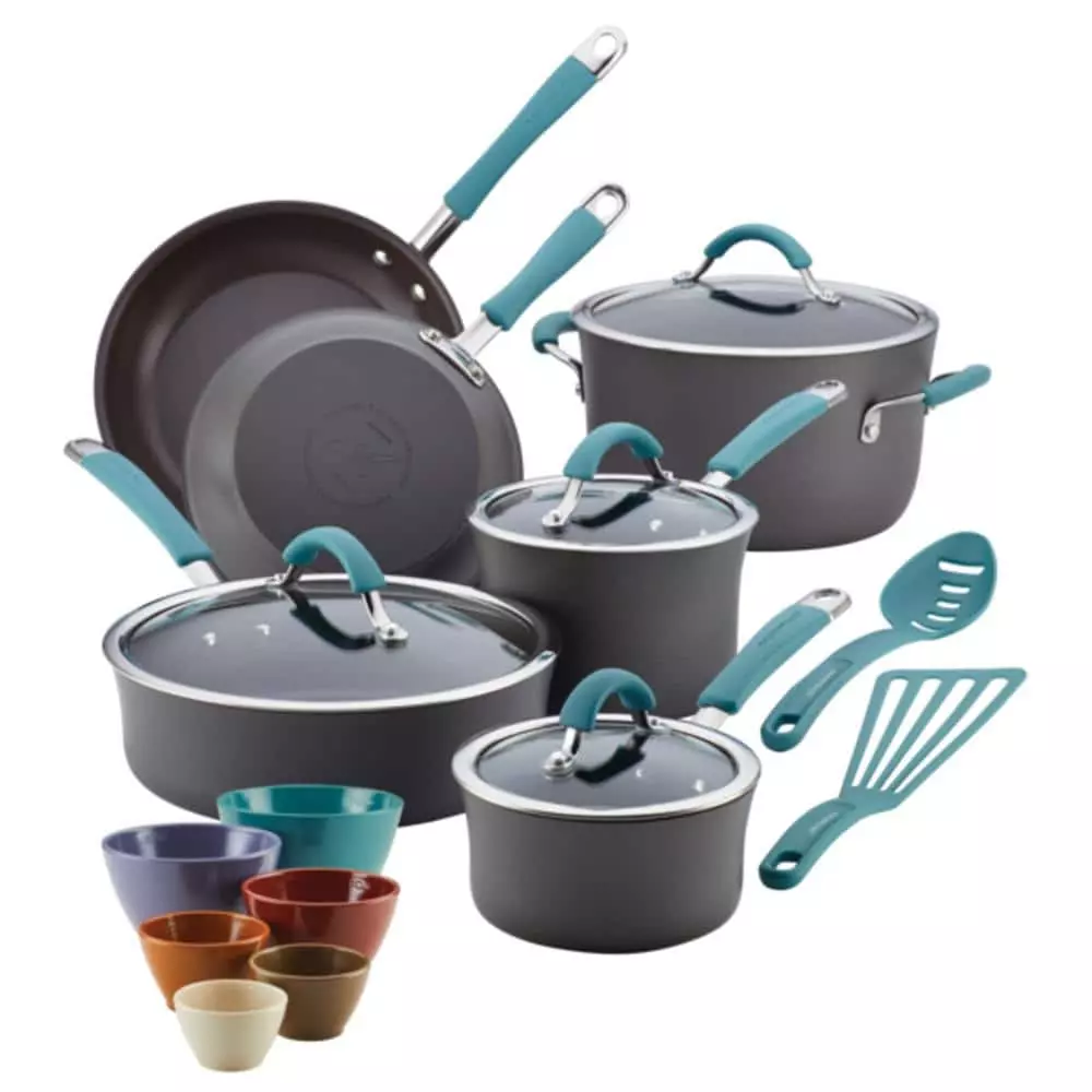 Cucina 18-Piece Hard Anodized Nonstick Cookware Set in Gray by Rachael Ray 3 Cucina 18-Piece Hard Anodized Nonstick Cookware Set in Gray by Rachael Ray