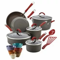 Cucina 18-Piece Hard Anodized Nonstick Cookwaree Set in Grey by Rachael Ray