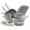 Classic Brights 14-Piece Gray Porcelain Nonstick Cookware Set with Bakeware and Tools by Rachael Ray -Cookware Sales Shop gray rachael ray pot pan sets 19019 64 1000