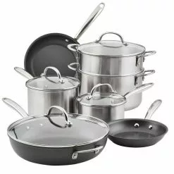 11-Piece Stainless Steel Professional Cookware Set with Lids by Rachael Ray