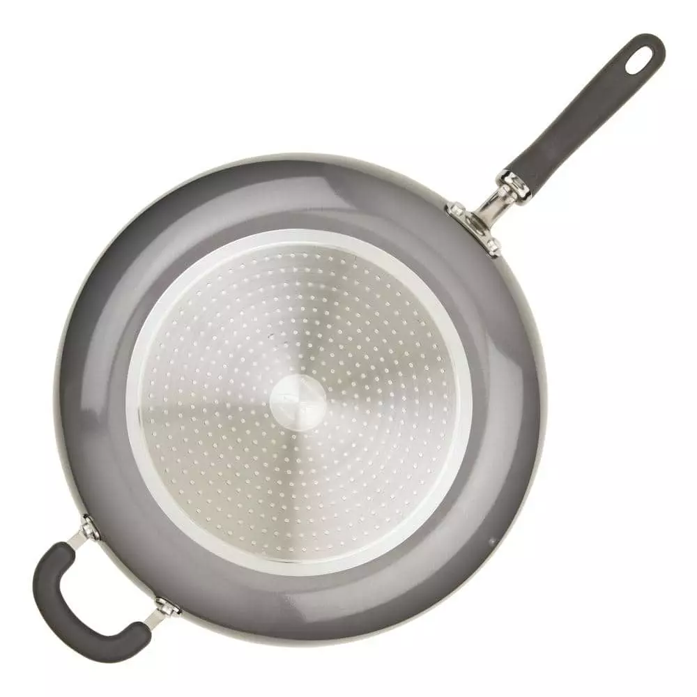 14.5 in. Aluminum Nonstick Create Delicious Frying Pan with Helper Handle in Gray Shimmer by Rachael Ray 5 14.5 in. Aluminum Nonstick Create Delicious Frying Pan with Helper Handle in Gray Shimmer by Rachael Ray - Image 3