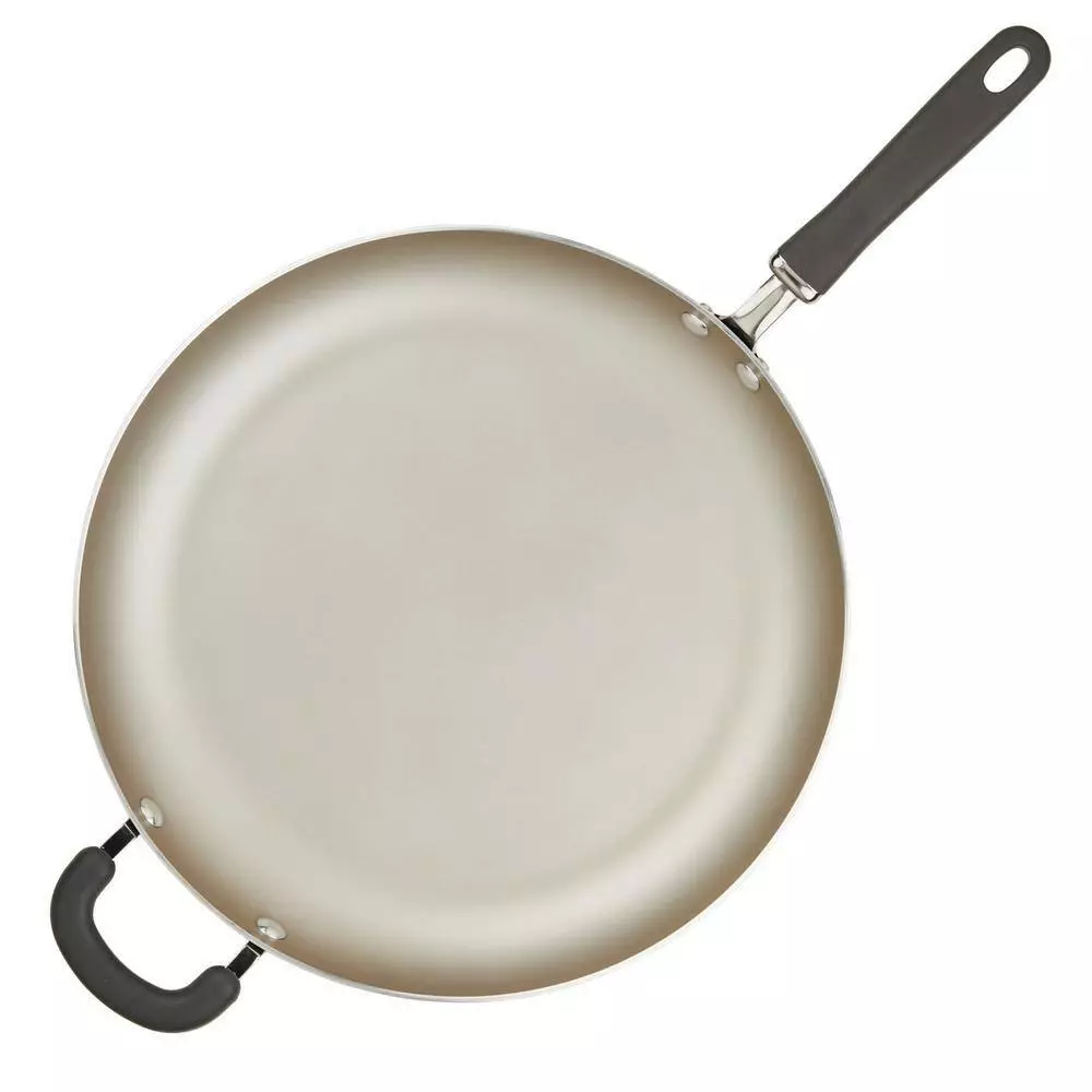 14.5 in. Aluminum Nonstick Create Delicious Frying Pan with Helper Handle in Gray Shimmer by Rachael Ray 4 14.5 in. Aluminum Nonstick Create Delicious Frying Pan with Helper Handle in Gray Shimmer by Rachael Ray - Image 2