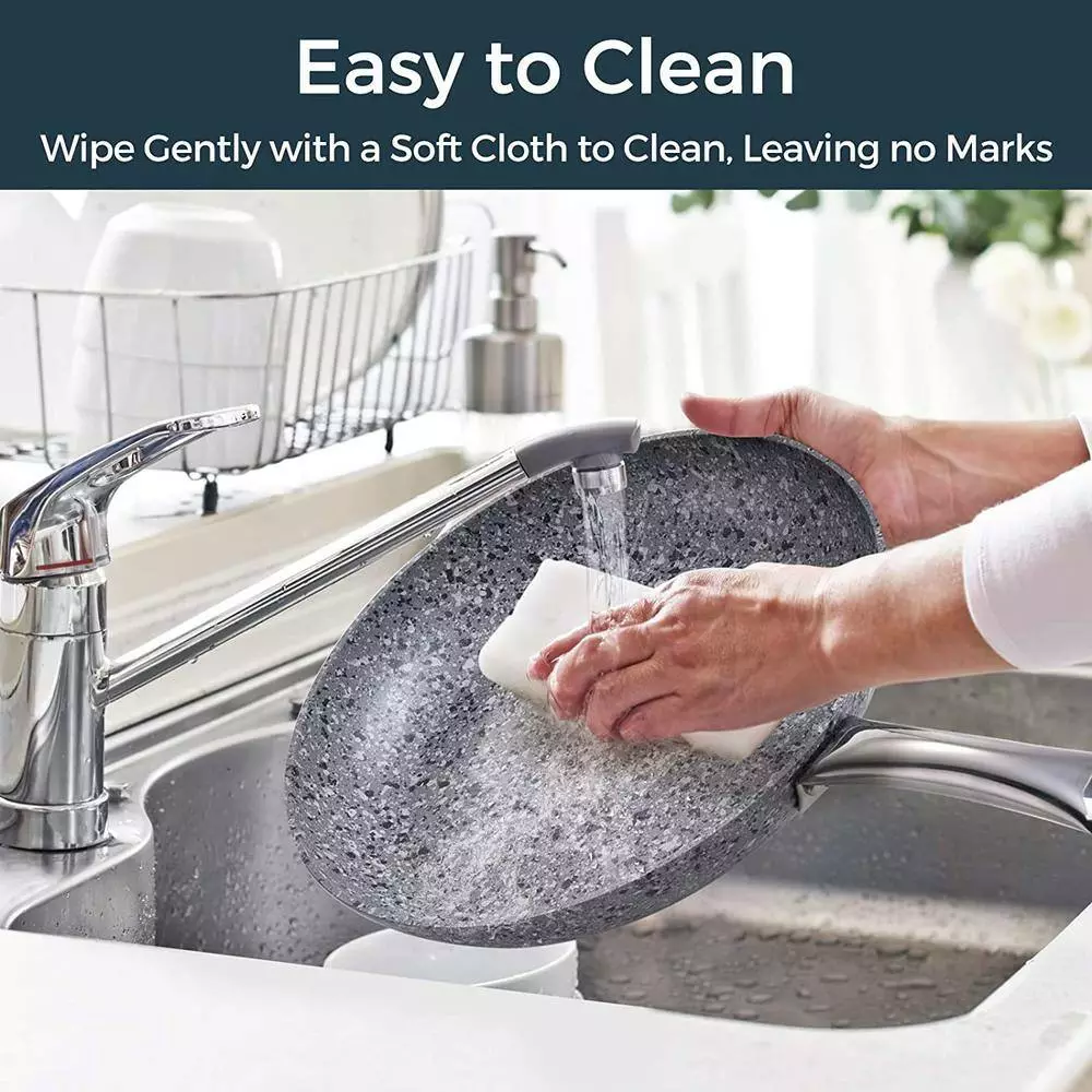 CSK 11 in. Granite Aluminum Non-Stick Frying Pan in Gray with Lid by Unbranded 7 CSK 11 in. Granite Aluminum Non-Stick Frying Pan in Gray with Lid by Unbranded - Image 5