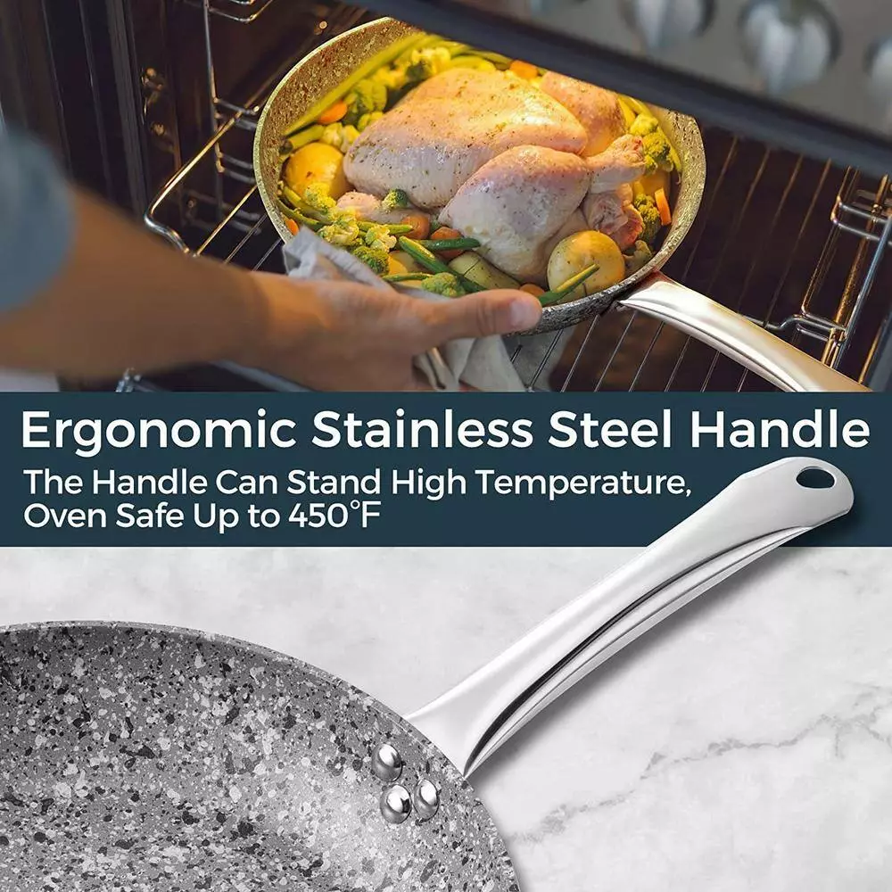 CSK 11 in. Granite Aluminum Non-Stick Frying Pan in Gray with Lid by Unbranded 6 CSK 11 in. Granite Aluminum Non-Stick Frying Pan in Gray with Lid by Unbranded - Image 4