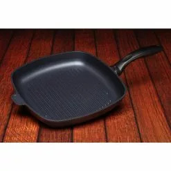 Classic Series Induction 12 in. Cast Aluminum Nonstick Grill Pan in Gray by Swiss Diamond -Cookware Sales Shop gray swiss diamond grill pans sd63281i 4f 1000