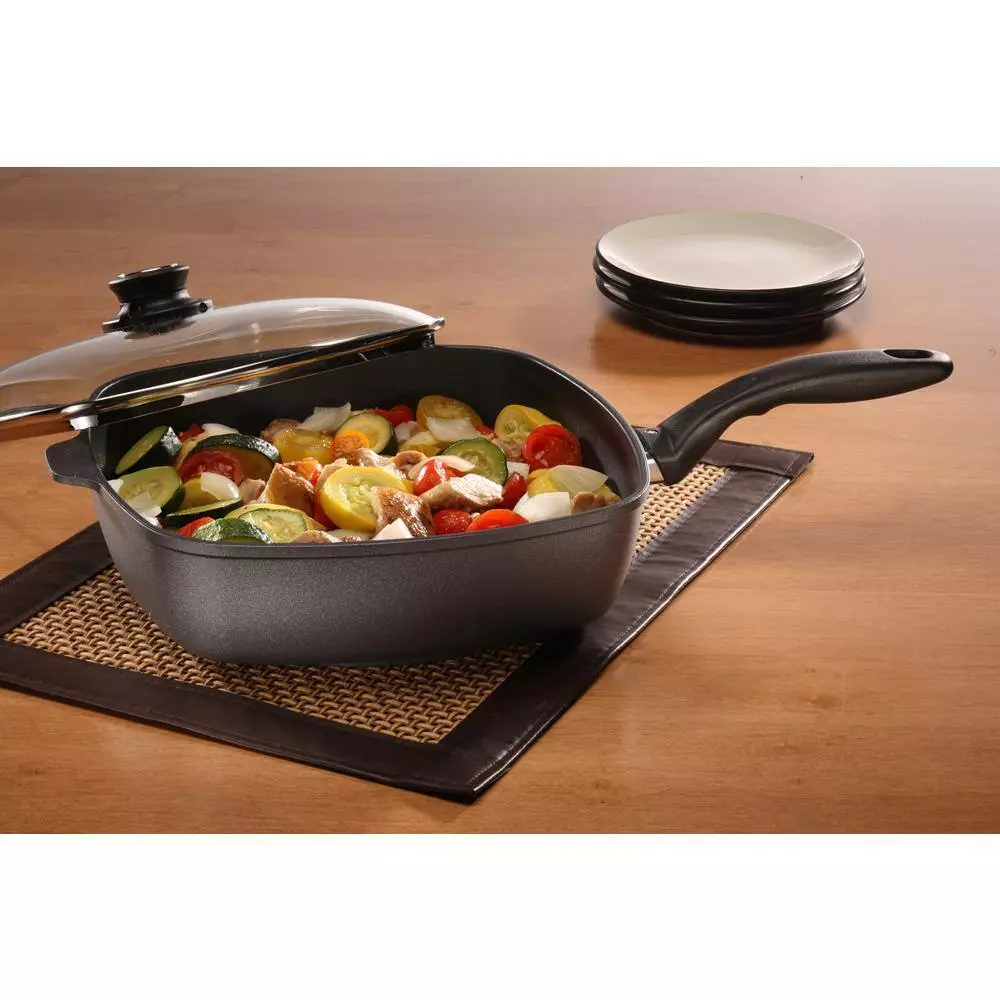 Classic Series 5 qt. Cast Aluminum Nonstick Saute Pan in Gray with Glass Lid by Swiss Diamond 4 Classic Series 5 qt. Cast Aluminum Nonstick Saute Pan in Gray with Glass Lid by Swiss Diamond - Image 2