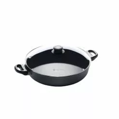 Classic Series 4.8 qt. Cast Aluminum Nonstick Saute Pan in Gray with Glass Lid by Swiss Diamond