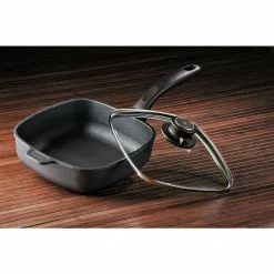 Classic Series Induction 2.1 qt. Cast Aluminum Nonstick Saute Pan in Gray with Glass Lid by Swiss Diamond -Cookware Sales Shop gray swiss diamond saute pans sd6620ic 4f 1000