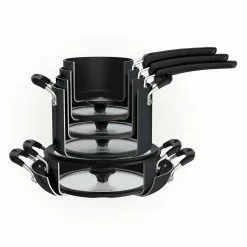 11-Piece Nesting Aluminum Nonstick Cookware Set in Gray by Tramontina -Cookware Sales Shop gray tramontina pot pan sets 80156 043ds 40 1000