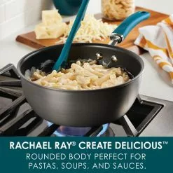 Create Delicious 10 in. Hard-Anodized Aluminum Nonstick Skillet in Gray With Teal Handles with Glass Lid by Rachael Ray 14 Create Delicious 10 in. Hard-Anodized Aluminum Nonstick Skillet in Gray With Teal Handles with Glass Lid by Rachael Ray -Cookware Sales Shop gray with teal handles rachael ray skillets 81152 4f 1000