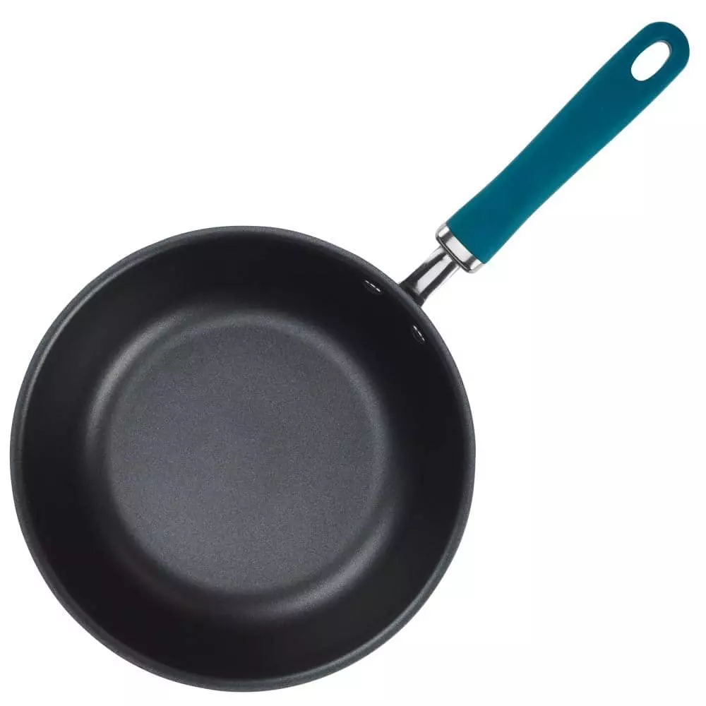 Create Delicious 10 in. Hard-Anodized Aluminum Nonstick Skillet in Gray With Teal Handles with Glass Lid by Rachael Ray 4 Create Delicious 10 in. Hard-Anodized Aluminum Nonstick Skillet in Gray With Teal Handles with Glass Lid by Rachael Ray - Image 2