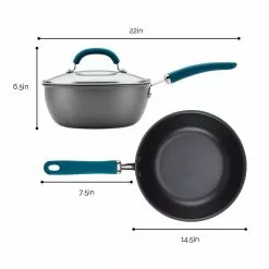 Create Delicious 10 in. Hard-Anodized Aluminum Nonstick Skillet in Gray With Teal Handles with Glass Lid by Rachael Ray 13 Create Delicious 10 in. Hard-Anodized Aluminum Nonstick Skillet in Gray With Teal Handles with Glass Lid by Rachael Ray -Cookware Sales Shop gray with teal handles rachael ray skillets 81152 c3 1000
