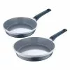 2-Piece Gastro Ceramic Durable Cast Aluminum Fry Pan Set by MasterPRO -Cookware Sales Shop gray woks stir fry pans mpus14022gry 64 1000