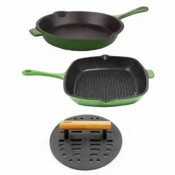 Neo 3-Piece Cast Iron Cookware Set in Green by BergHOFF