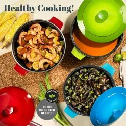 5 qt. Round Aluminum Ultra-Durable Nonstick Mineral and Diamond Coating Dutch Oven in Green by GRANITESTONE 12 5 qt. Round Aluminum Ultra-Durable Nonstick Mineral and Diamond Coating Dutch Oven in Green by GRANITESTONE -Cookware Sales Shop green dutch ovens 7499 44 1000